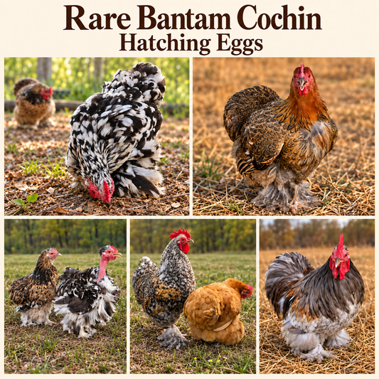 RARE Bantam Cochin Hatching Eggs – 6 Fertile Eggs – Color Variety!
